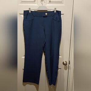 Anne Klein Women's Dress Pants Dark Blue Plus Size 16 NWOT gold button accent 